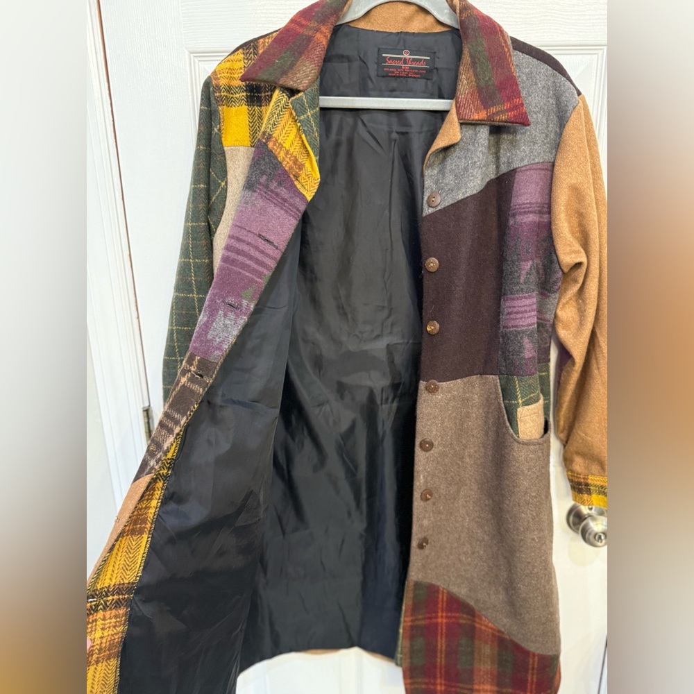 Sacred Threads Multicolor Patchwork 100 % Wool Co… - image 5